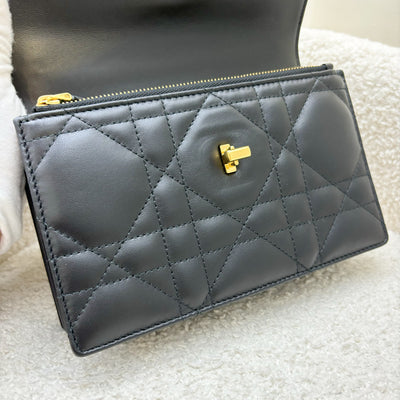 Dior Miss Caro Mini Flap Bag in Black Macrocannage Lambskin and GHW