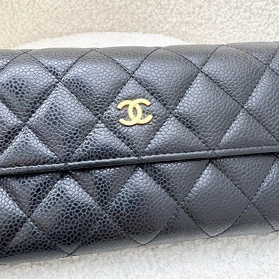 Chanel Classic Long Wallet in Black Caviar and GHW