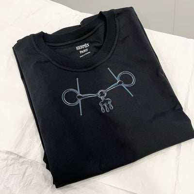 Hermes "Mors" Straight T-Shirt in Black 100% Cotton Sz 40