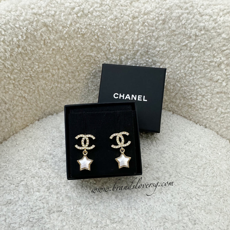 Chanel 24C Star Earrings with Crystals and GHW