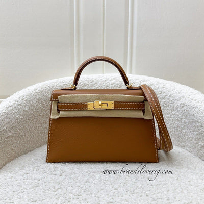 Hermes Mini Kelly Sellier 20 in Gold Epsom Leather and GHW