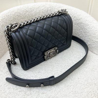 Chanel Small 20cm Boy Flap in Black Calfskin and RHW