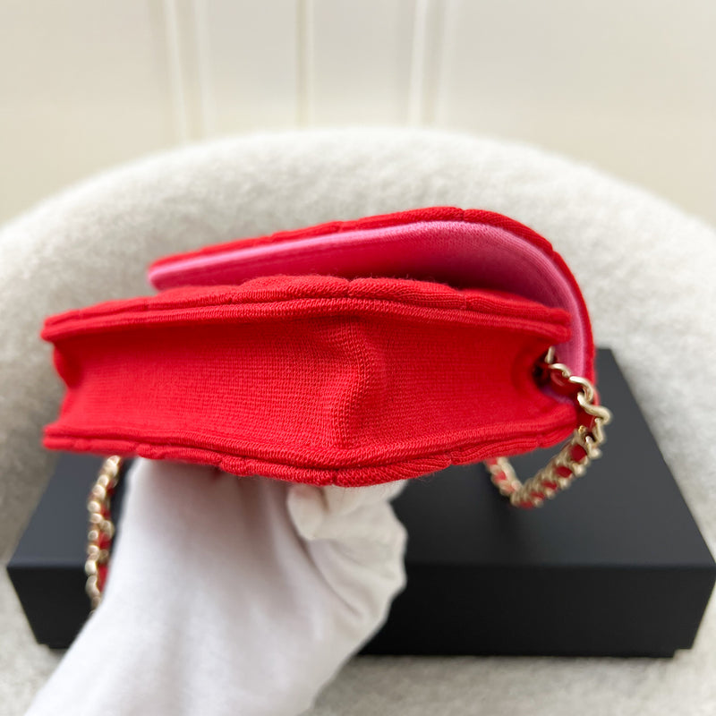 Chanel 23C VIP Clutch on Chain in Red Jersey and LGHW (Model: CD0104)