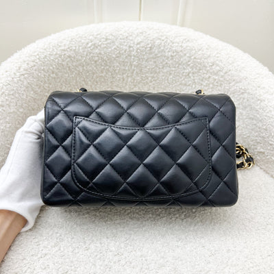 Chanel Classic Mini Rectangle Flap in Black Lambskin and LGHW