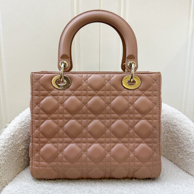 Dior Medium Lady Dior in Rose Beige Lambskin and LGHW