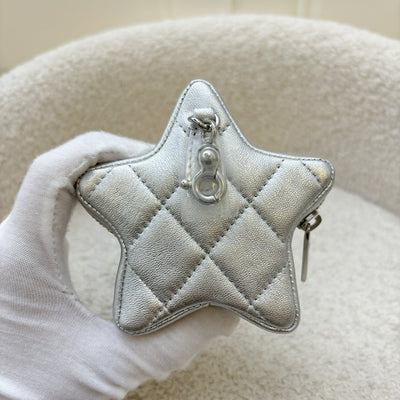 Chanel VIP Gift 24C Star Pouch Charm in Iridescent Silver Lambskin and SHW