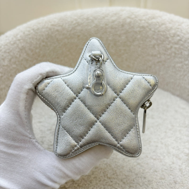 Chanel VIP Gift 24C Star Pouch Charm in Iridescent Silver Lambskin and SHW