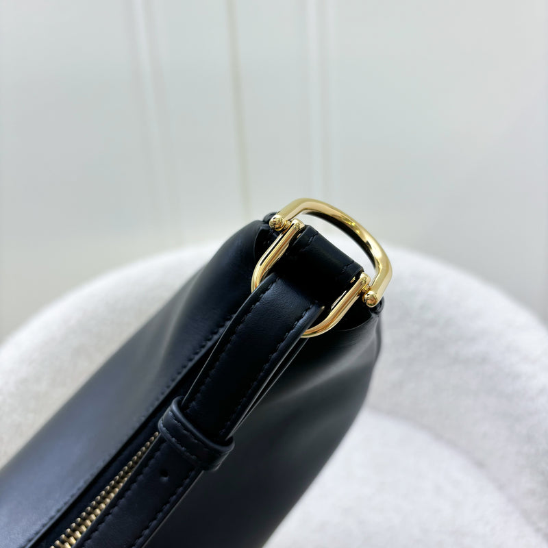 Fendi Medium Fendigraphy Hobo Bag in Black Calfskin and GHW