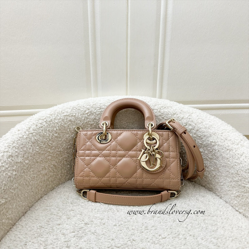 Dior Micro Lady D-Joy Bag in Rose des Vents Cannage Lambskin and LGHW (Model: S0910ONGE, Colour: M49P)