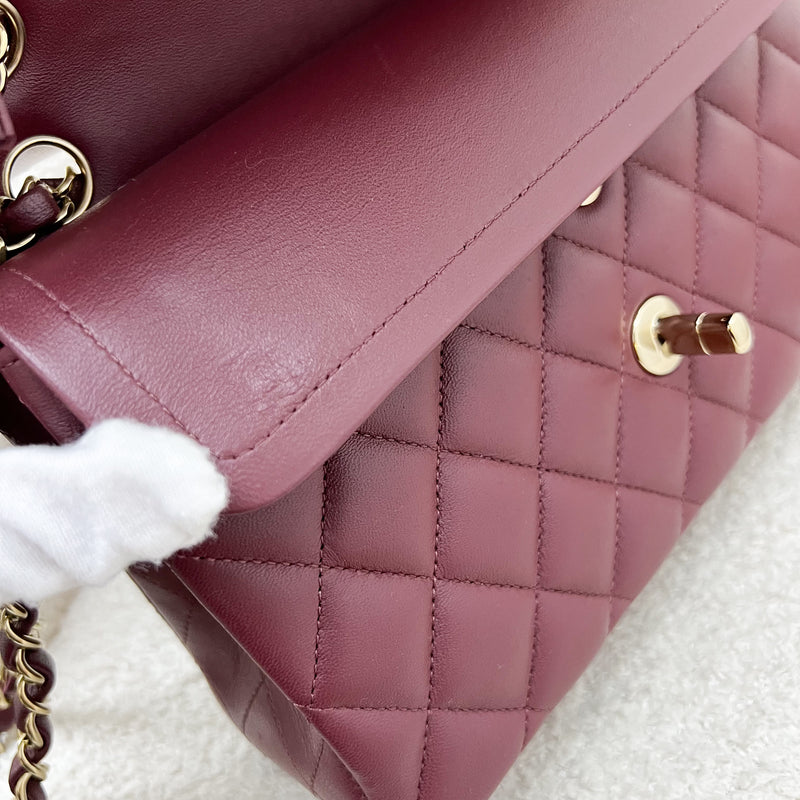 Chanel Small Classic Flap CF in Burgundy Lambskin and LGHW