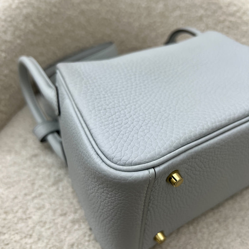 Hermes Mini Lindy in Bleu Pale Clemence Leather and GHW