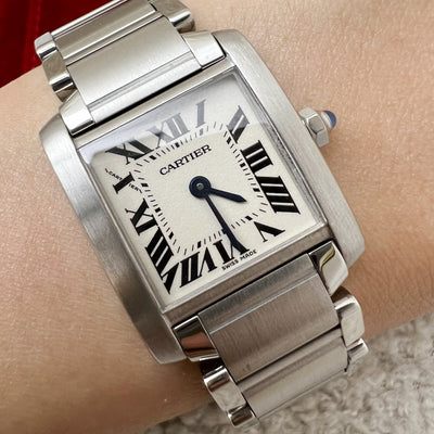 Cartier Small Tank Française Watch in Steel and Quartz Movement (wrist size about 15cm)