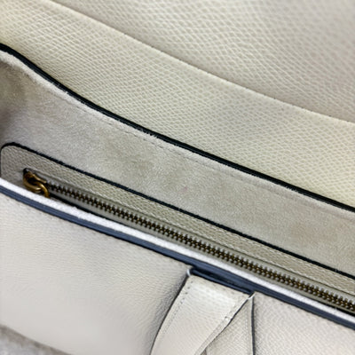 Dior Medium Saddle Bag in White Grained Calfskin and AGHW