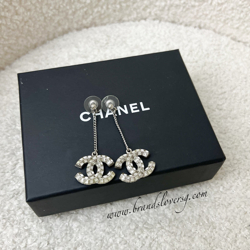 Chanel CC Logo Dangling Earrings studded with Crystals