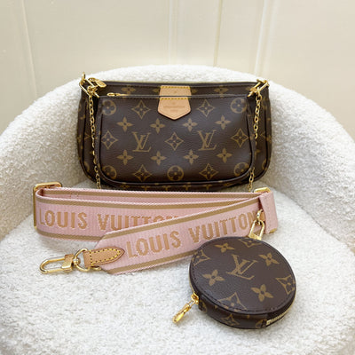 LV Multi Pochette Accessoires MPA in Monogram Canvas, Pink Strap and GHW