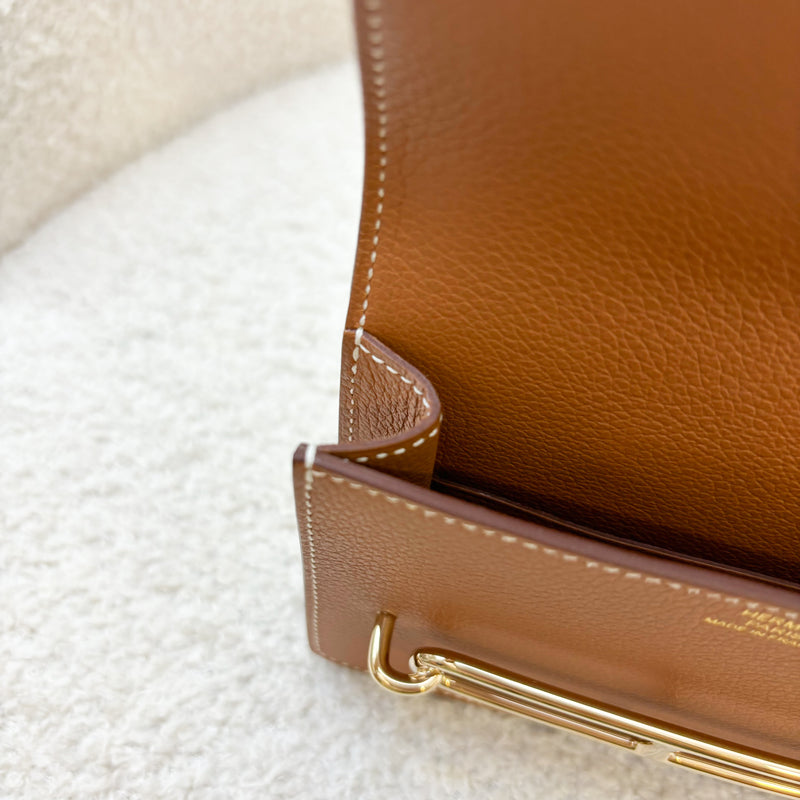 Hermes Roulis Slim in Gold Evercolor Leather and LGHW