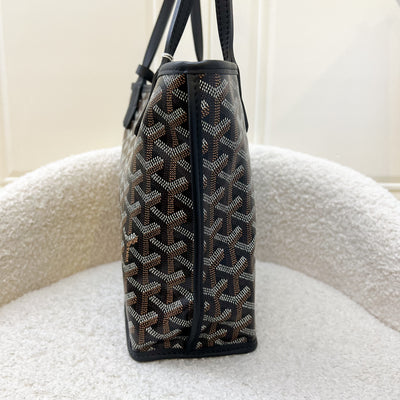 Goyard Mini Anjou Tote Bag in Black Goyardine Canvas and Leather