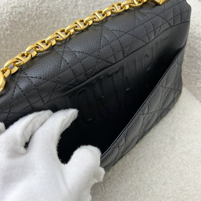 Dior Medium Caro Flap Bag in Black Grained Calfskin and GHW