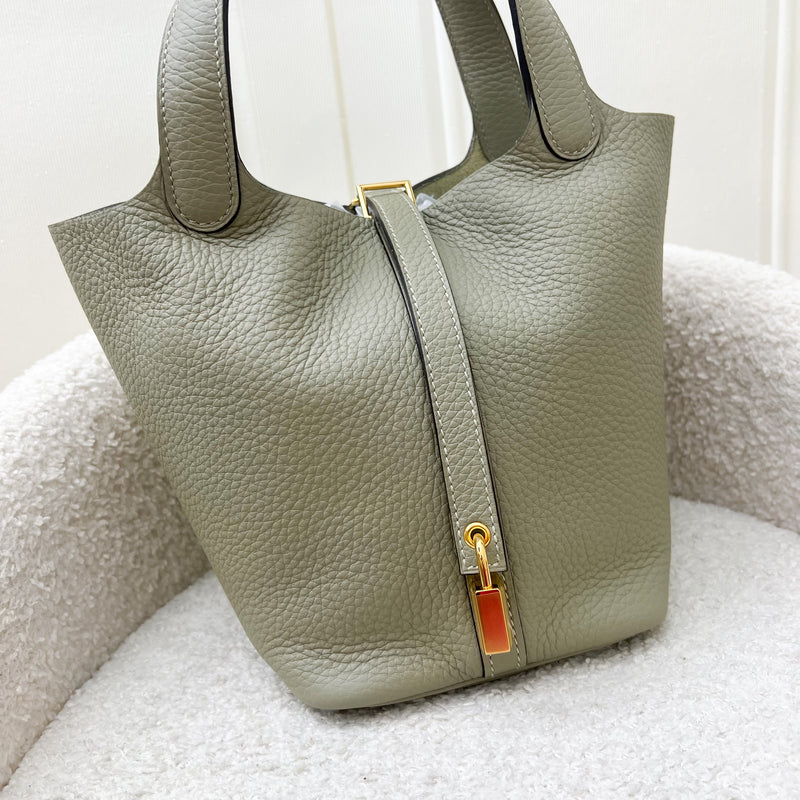 Hermes Picotin 18 in Sage Clemence Leather and GHW