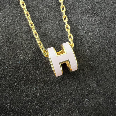 Hermes Mini Pop H Pendant in Enamel Rose Dragee RGHW