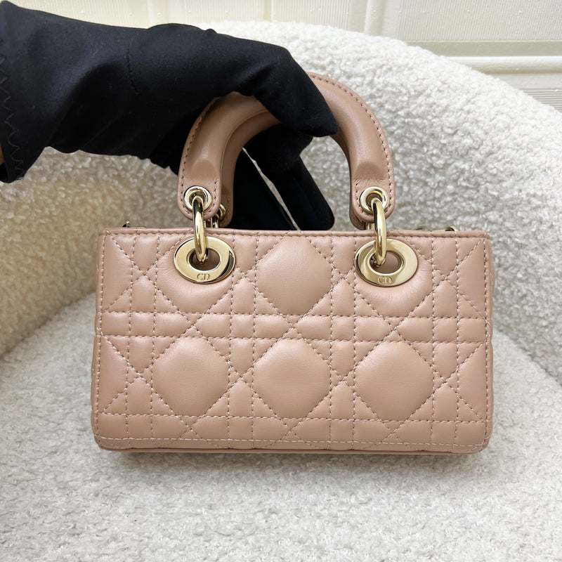 Dior Micro Lady D-Joy Bag in Rose des Vents Cannage Lambskin and LGHW (Model: S0910ONGE, Colour: M49P)
