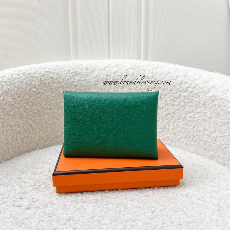 Hermes Calvi Duo in Vert Vertigo / Jaune Milton Epsom Leather and PHW