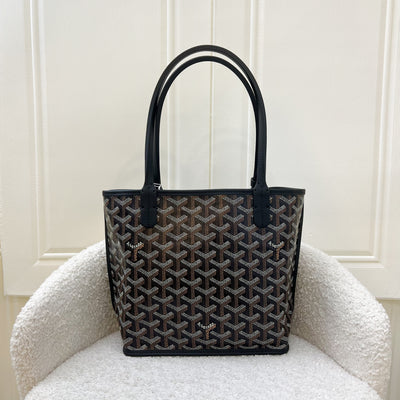 Goyard Mini Anjou Tote Bag in Black Goyardine Canvas and Leather