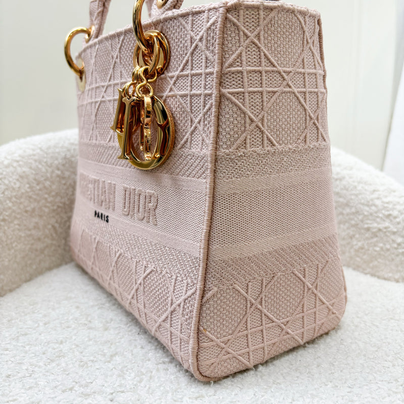 Dior Medium Lady D-Lite in Rosewood Pink Cannage Embroidery and RGHW