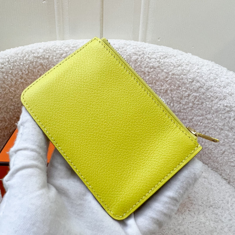 Hermes Roulis Slim Wallet in Gold / Lime Evercolor Leather and GHW