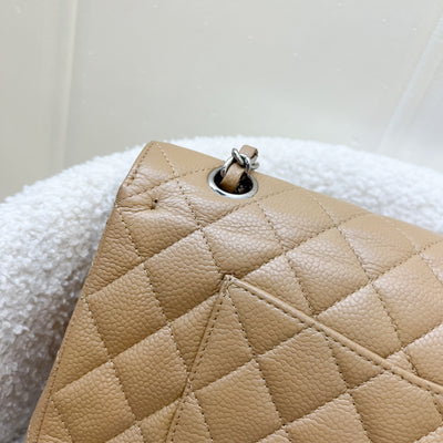 Chanel Medium Classic Flap CF in Beige Caviar and SHW