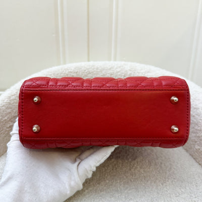 Dior Small MyLadyDior Lady Dior in Red Lambskin and LGHW