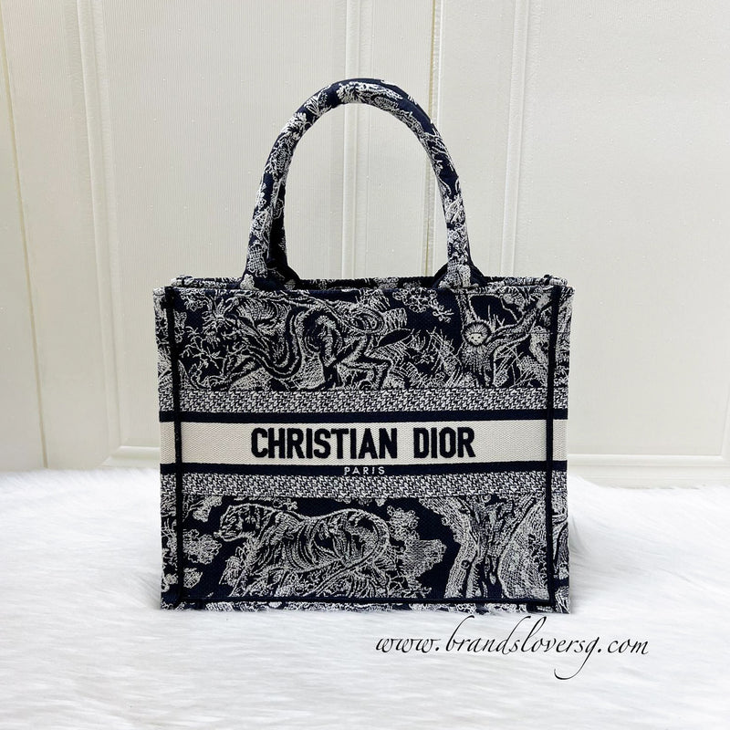 Dior Small Book Tote in Dark Blue Reverse Toile De Jouy Canvas