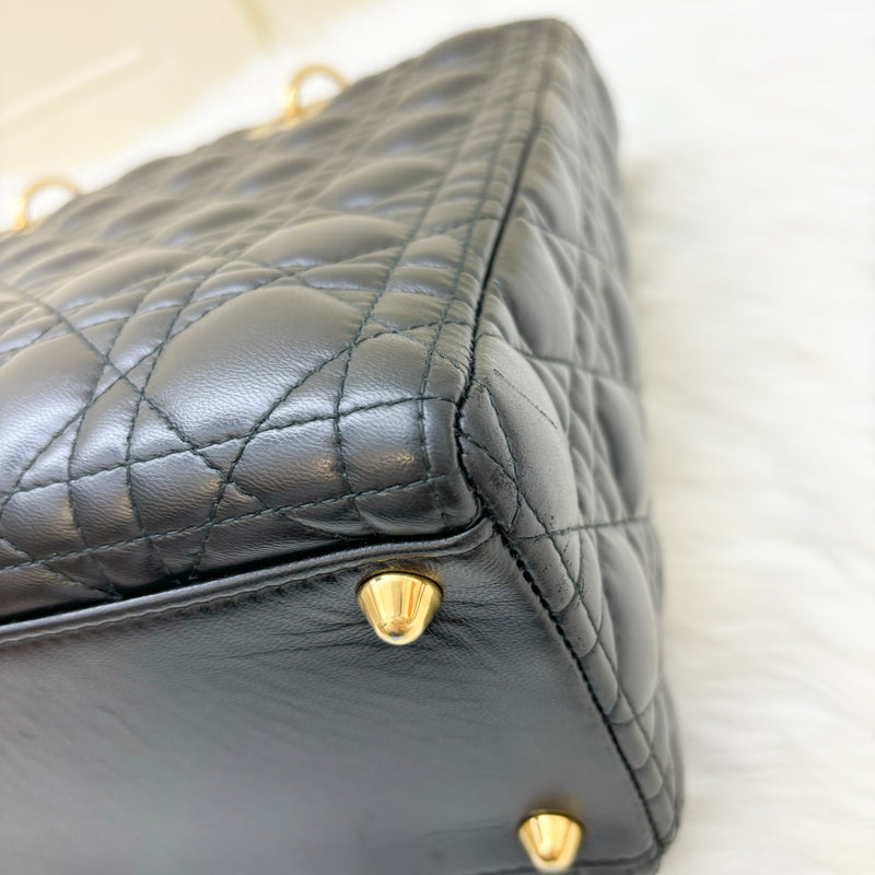 Dior Large Lady Dior in Black Lambskin and GHW