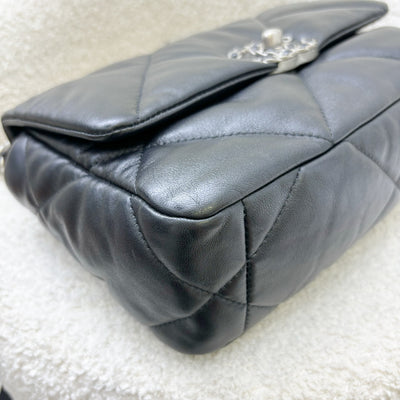 Chanel 19 Small Flap in Black Lambskin, Silver Logo and 3-Tone HW