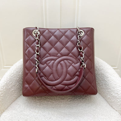 Chanel Petite Shopping Tote PST in Dark Red Burgundy Caviar and SHW