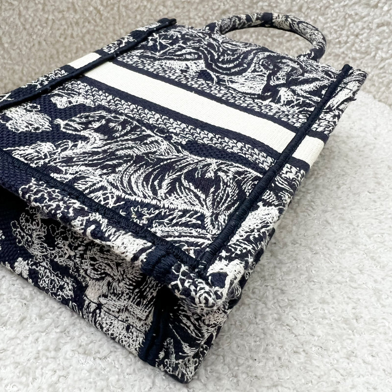 Dior Mini Vertical Book Tote in Blue Toile de Jouy Reverse Embroidery Canvas AGHW