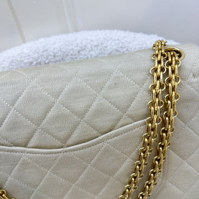 Chanel Vintage Small / Medium Flap with Bijoux Chain in Oatmeal Beige Jersey and 24K GHW