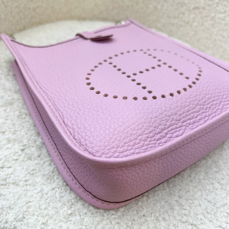 Hermes Mini Evelyne TPM in Mauve Sylvestre Clemence Leather and PHW