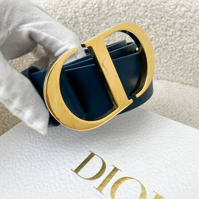 Dior CD Belt in Blue Leather and GHW