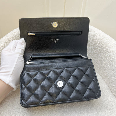 Chanel Classic Wallet on Chain WOC in Black Caviar and SHW