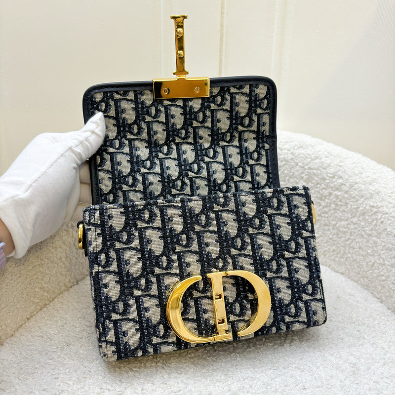 Dior 30 Montaigne Box in Dark Blue Oblique Canvas GHW