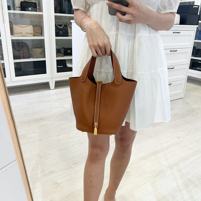 Hermes Picotin 18 in Gold Clemence Leather and GHW