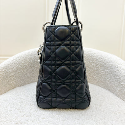 Dior Medium Lady Dior in Black Lambskin and SHW (New Version with Adjustable Strap)