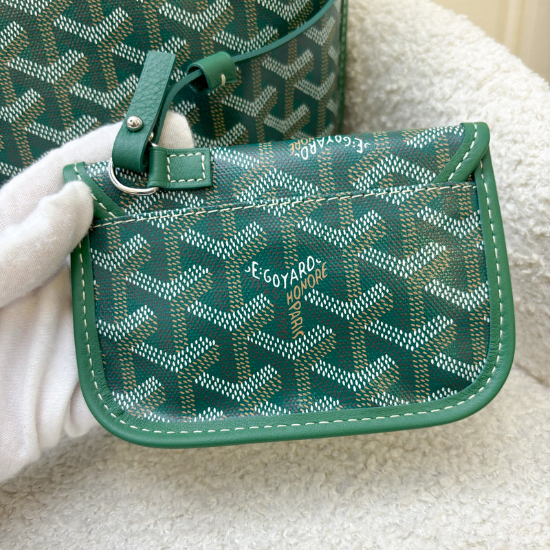 Goyard Mini Anjou Tote Bag in Classic Green Canvas and Leather