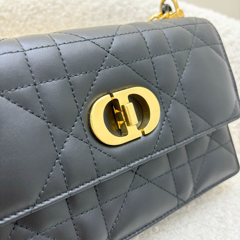 Dior Miss Caro Mini Flap Bag in Black Macrocannage Lambskin and GHW