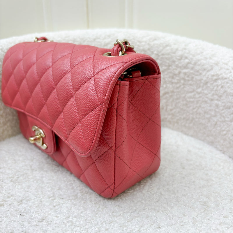 Chanel Classic Mini Rectangle Flap in 17C Dark Pink Caviar LGHW