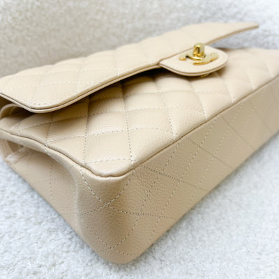 Chanel Medium Classic Flap CF in Beige Caviar and GHW