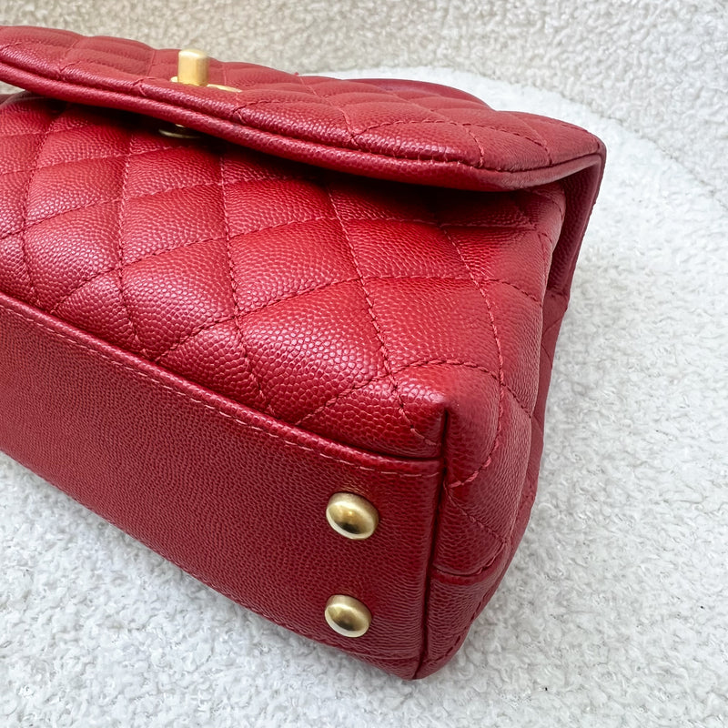 Chanel Small 24cm Coco Handle in Red Caviar and AGHW