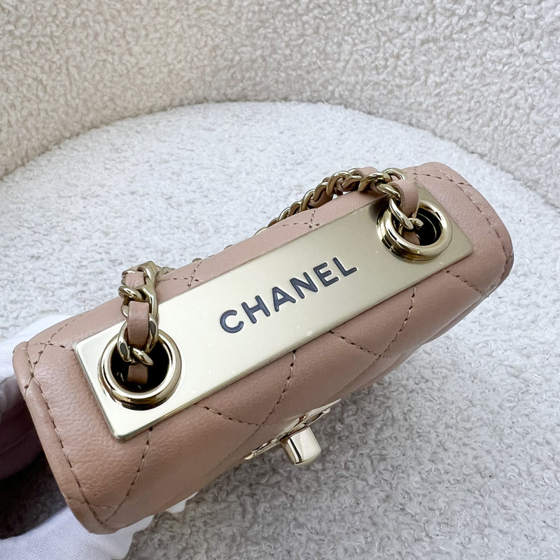 Chanel Trendy CC Micro Bag / Clutch on Chain in Beige Lambskin and LGHW