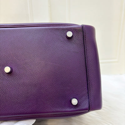 Hermes Lindy 30 in Dark Purple (Likely Cassis) Evercolor Leather and PHW